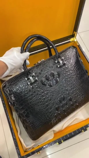 Borsa da lavoro pochette ventiquattrore da uomo in vera pelle di coccodrillo di lusso